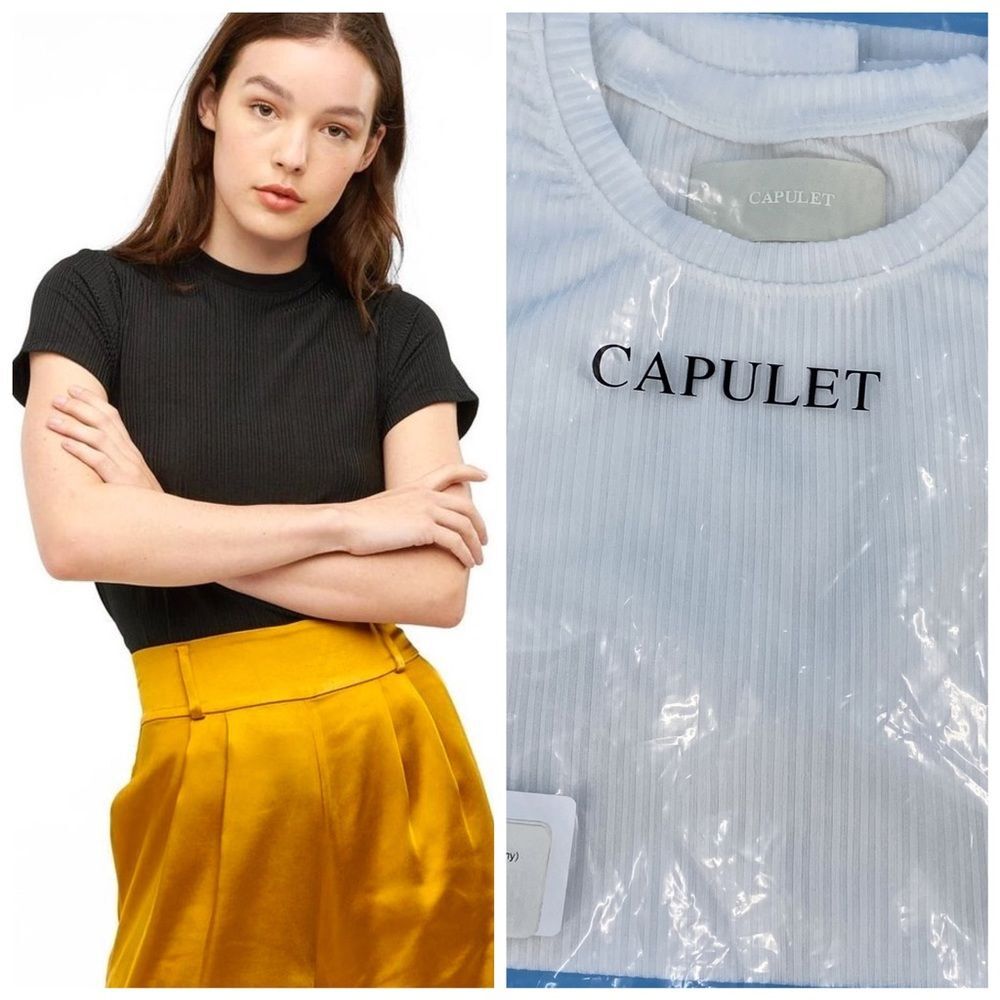 Capulet Jasmine White Ribbed Shiny Baby Tee Small NEW - Picture 2 of 12